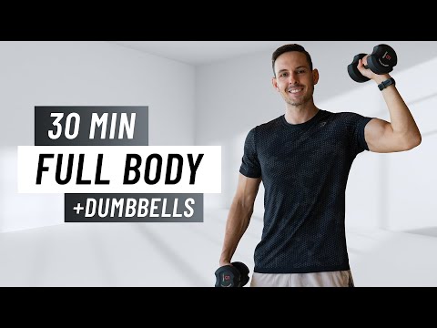 30 Min Full Body Dumbbell Workout - Strength Training (At Home, No Repeats)