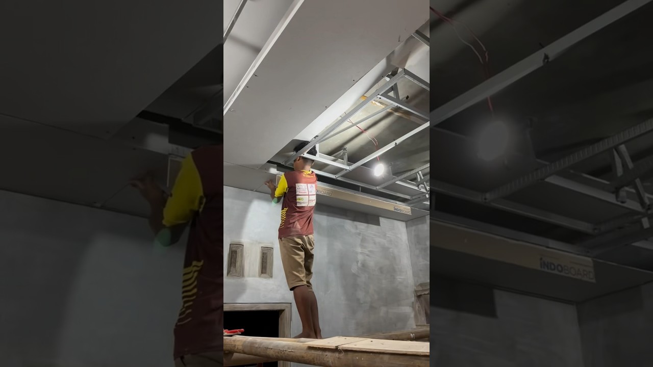 Cara Pasang PLAFON GYPSUM DROP CEILING Rumah Minimalis #shorts #konstruksi #arsitektur