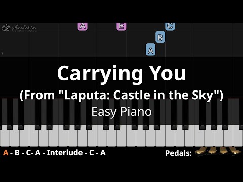 Carrying You (From "Laputa: Castle in the Sky") - Easy piano tutorial for beginners