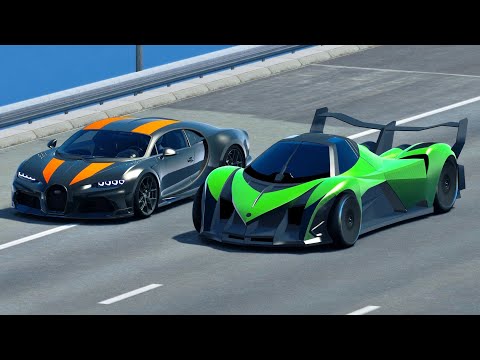 Devel Sixteen with NOS vs Bugatti Chiron SS 300+ at Drag Race 20 KM