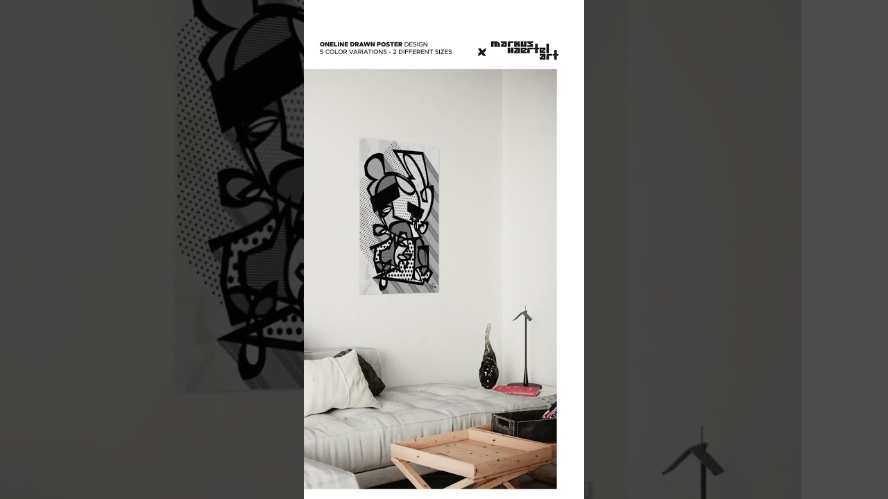 GORDO BORDO | one line modern abstract fine art poster black and white