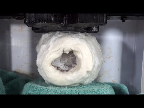 Pykrete Made From Toilet Paper Crushed By Hydraulic Press Video