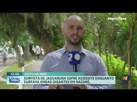 Surfista de Jaguaruna sofre acidente em ondas gigantes em Portugal