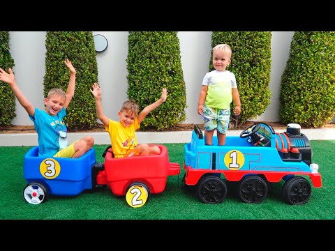 Vlad e Niki viajam em trens de brinquedo