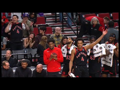 Scottie Barnes HYPES UP the Raptors Fans in Portland - Raptors vs Blazers | 1/28/2023