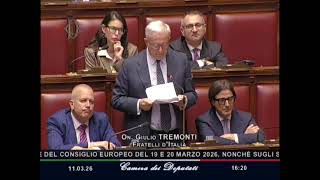 TREMONTI: "IL MONDO È GOVERNATO DAI DEMONI, SERVE LA SPERANZA DELLA POLITICA"