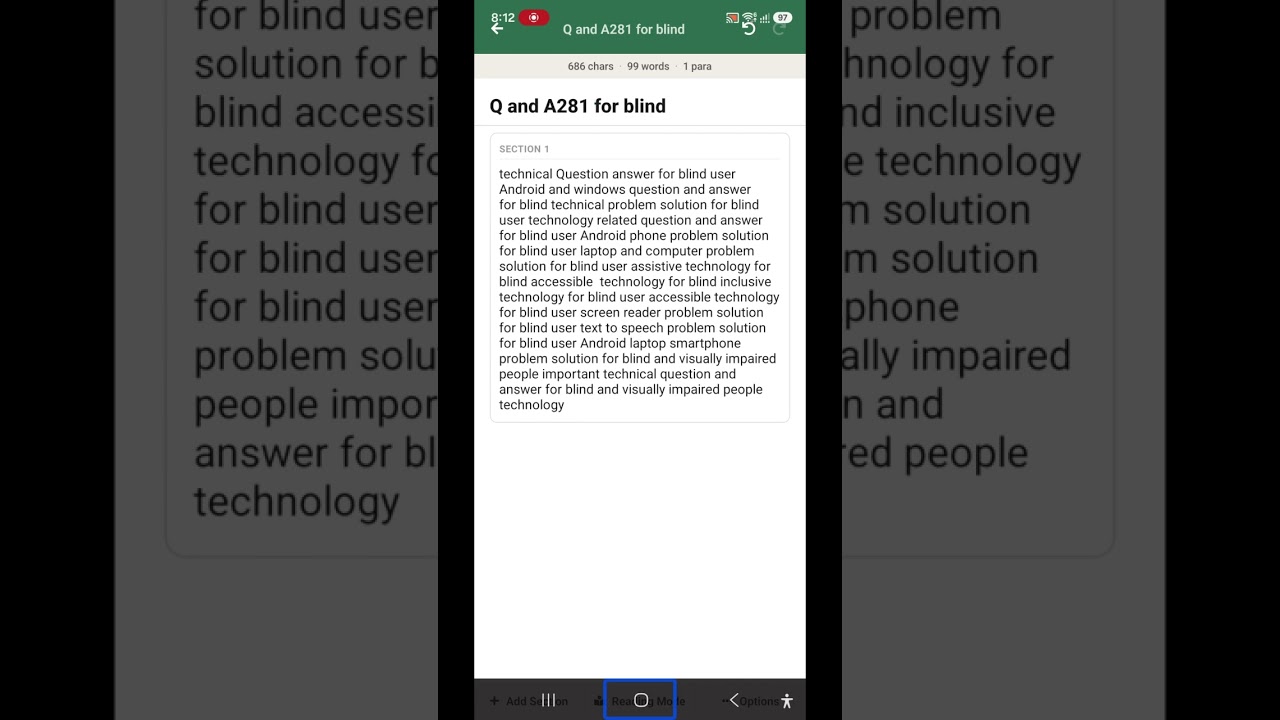Q and A281 for blind Samsung TV YouTube playback buttons text to speech voice auto delete