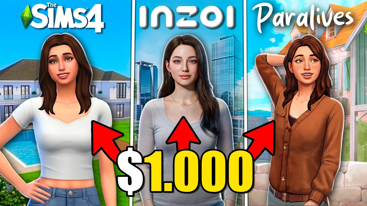 EXPERIMENTO: 10 DÍAS DE MISERIA en Sims VS Inzoi VS Paralives