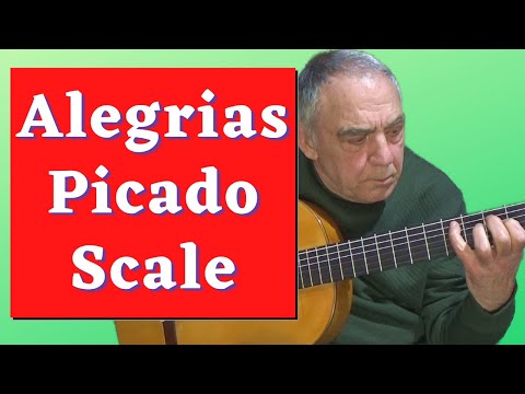 Alegrias picado scale. With tab. Flamenco guitar lesson