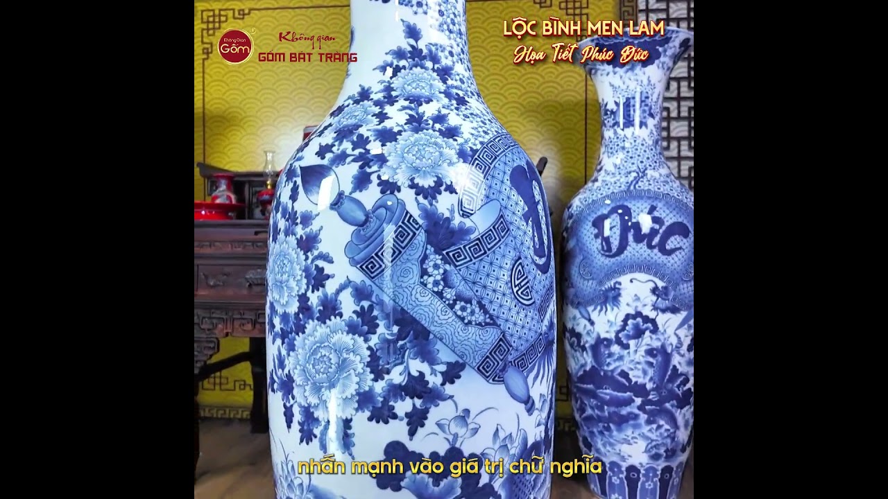 Lộc Bình Men Lam Phúc Đức