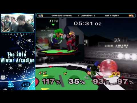 Winter 2016 Melee Arcadian Doubles Losers Finals - ILoveBagelz & Dankbot vs Tank & SpyderJ
