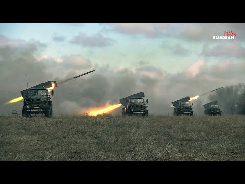 Massive Fire !! BM-21 Grad in Action By Russian Army