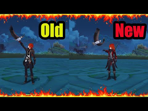 New Skin Vs Old Skin || Idle Animation || Diluc Wolf's Gravestone || Genshin Impact