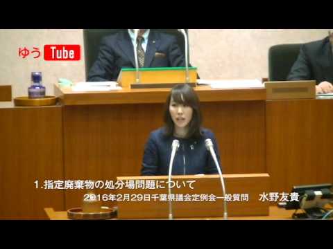 国際関係学科 千葉県議会議員　水野友貴 2016年29日　一般質問【1】　指定廃棄物の処分場問題について