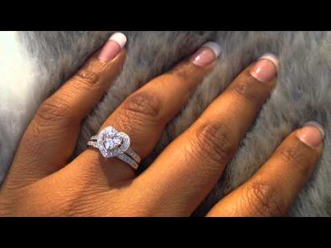 925  Silver Ladies Luxury Heart Wedding Engagement Bridal Ring Set