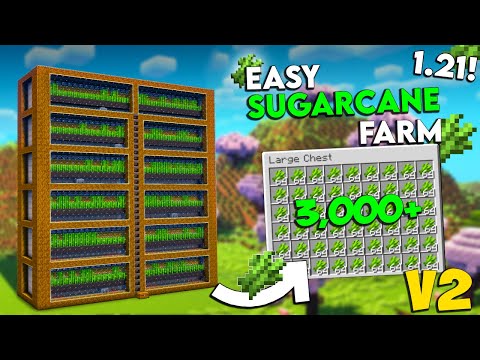 Minecraft BEST Sugarcane Farm 1.21 Tutorial V2 - 3,000+ Per/h (Java & Bedrock)