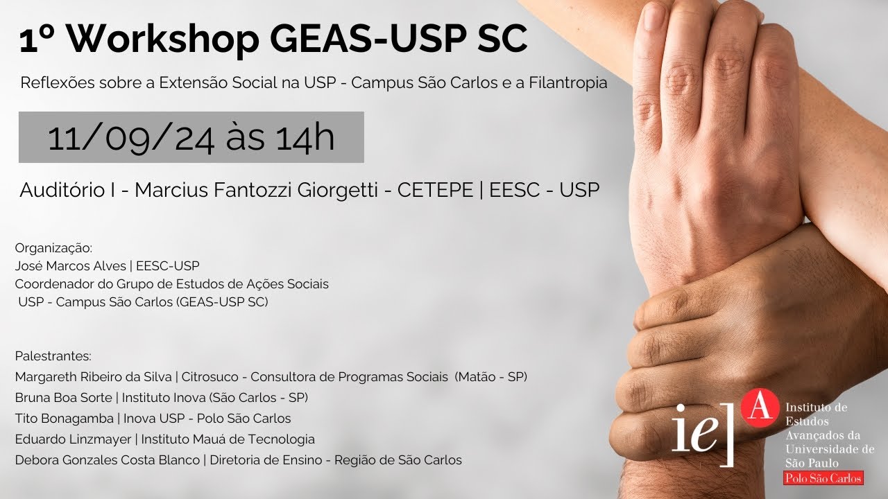 1o Workshop GEAS-USP SC | Reflexões sobre a Extensão Social na USP - Campus SC e a Filantropia