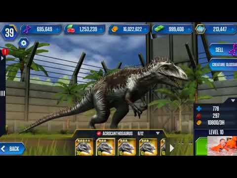 Jurassic World Game  Khủng long mới - ACROCANTHOSAURUS- $400,000 VIP ACROCANTHOSAURUS MAX LEVEL 40!