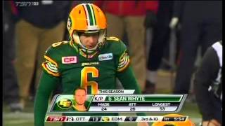 Sean Whyte #6 P K Edmonton Eskimos 29November2015