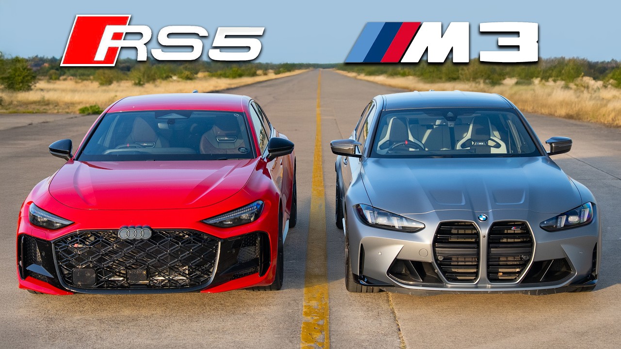 New Audi RS5 v BMW M3: DRAG RACE