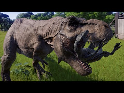 T-Rex VS Raptor Squad Awesome Killing Animation - Jurassic World Evolution