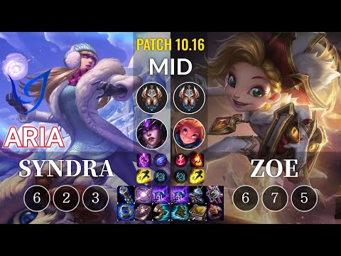 CGA Aria Syndra vs Zoe Mid - KR Patch 10.16