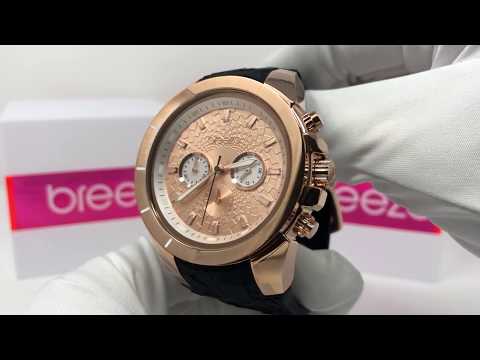 Breeze Chronograph Watch Sassy-Tribe IP Rose Gold with Black Silicone Strap 110481.1