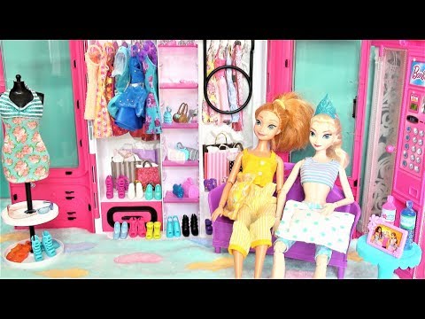 *Barbie morning routine*Princess bedroom*Disney princess dolls dress up*Elsa and Anna Frozen बार्बी