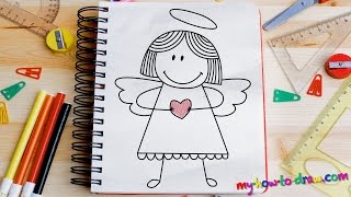How to draw an Angel - Easy step-by-step drawing lessons for kids