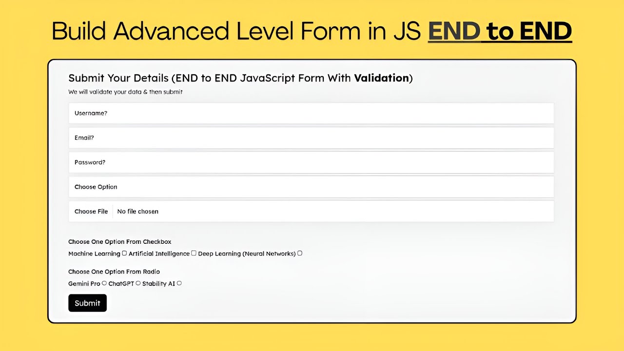 HTML Form with JavaScript Validation | End-to-End Form Building Tutorial