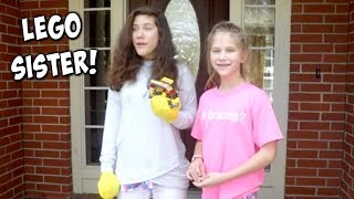 LEGO Sister in Real Life! Giant Lego Learns to Love SuperHero Kids Funny Skit