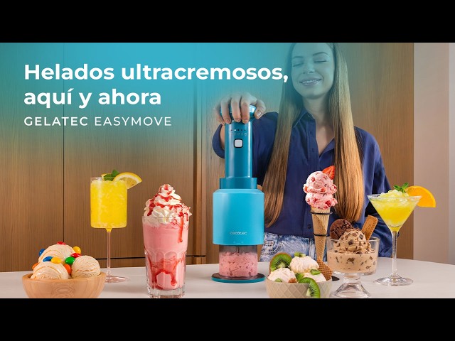 Vídeo relacionado con Cecotec Máquina de Helados - Heladera de Mano - Gelatec Easymove. 250W, 5 Programas, Mezcla Vertical Cremosa, Helados, Sorbetes y Bebidas en 3 Pasos, 3 Tarrinas 260ml, Cuchilla Separable