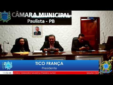 AO VIVO: SESSÃO ORDINÁRIA DA CÂMARA MUNICIPAL DE PAULISTA/PB