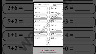 Addition Worksheets Printable | Kindergarten and Homeschool Math Worksheets. Link in description