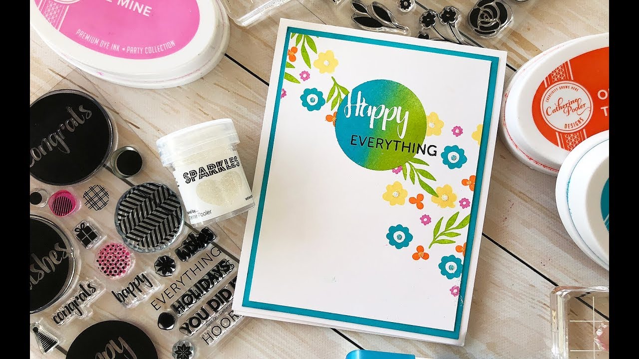 Stamping Basics:  Masking, Multi-Colored Stamping and Glitter!
