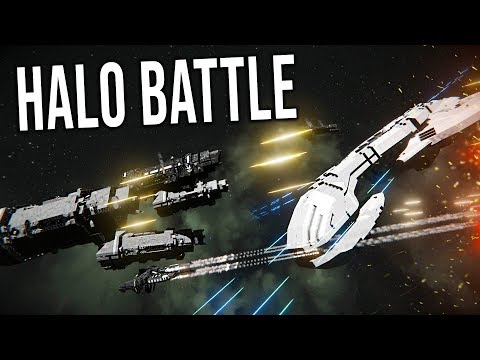 UNSC FLEET vs COVENANT BATTLE GROUP! - Epic Battle!-  Space Engineers!