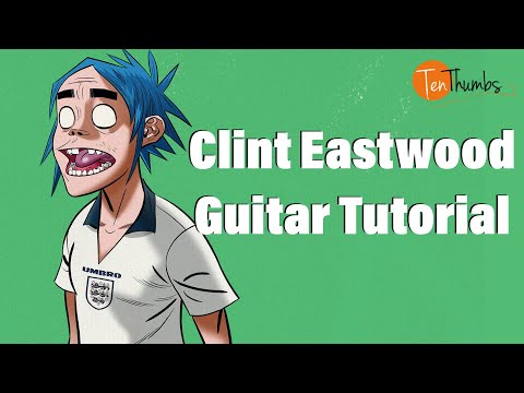 Thumbnail for The Gorillaz - Clint Eastwood - Guitar Tutorial with Tabs, Backing Track by gorillaz clint eastwood