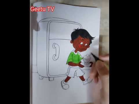 Coloring A Kid Eating Ice cream | Geetu TV
