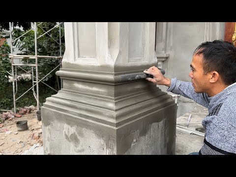 Technique Construction Rendering Sand And Cement To The Column Foot