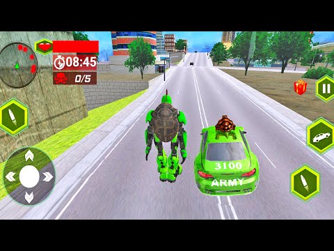 Turtle Super Robot Car Transform Shooting | Green Car Driving | Turtle Transform Car - Racing Game