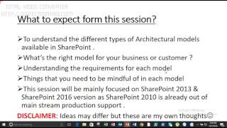 Webinar On SharePoint Architectural Models