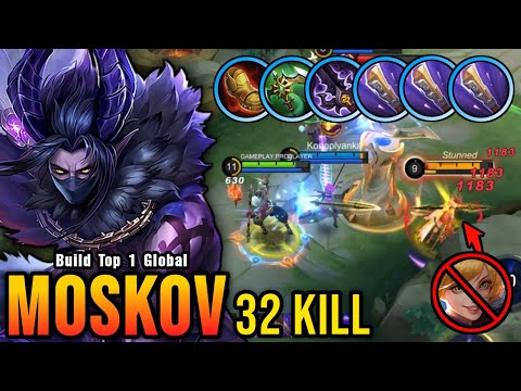 32 Kills!! Deadly Spear Moskov 100% Annoying CC Marksman!! - Build Top 1 Global Moskov ~ MLBB