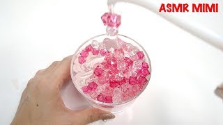 【ASMR】トロトロクリアスライムにキラキラカットビーズを投入！！Soft clear slime＋Cut beads- No talking