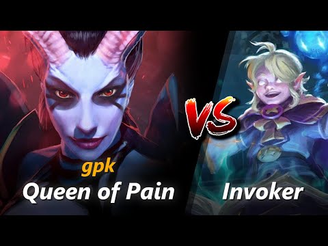 How to Queen of Pain mid vs Invoker (feat. gpk) | First 10 minutes