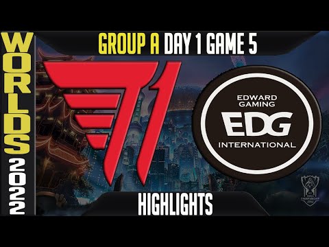 T1 vs EDG Highlights | WORLDS 2022 Day 1 Group A Game 5 | T1 vs Edward Gaming