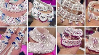 fancy silver Payal design with price 2023जबरदस्त Bridal silver anklets design, payal design silver