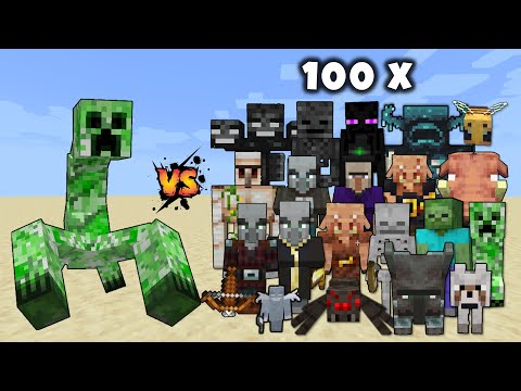 Mutant Creeper vs 100x All Mobs in Minecraft mob battle