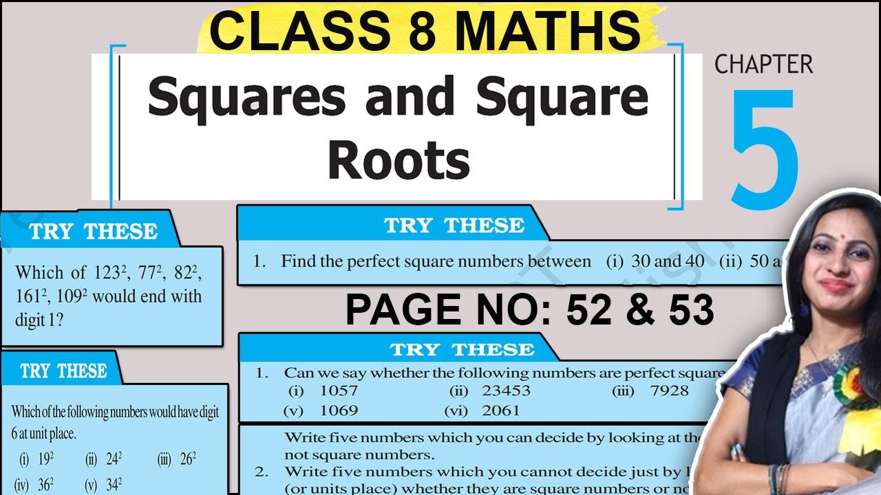 Class 8 Maths Chapter 5 Try These Questions Page no 52 & 53 | Squares and Square Roots | CBSE 8th