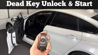 2014 - 2019 BMW 4 Series - How to Unlock, Open & Start With Dead Remote Key Fob Battery
