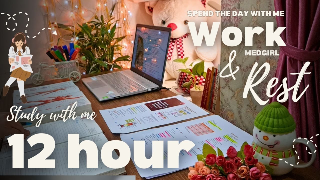 12 hour☘️ Study with me LIVE ☕ calm cozy ambience🩺POMODORO🔥Real-time study #Medgirl